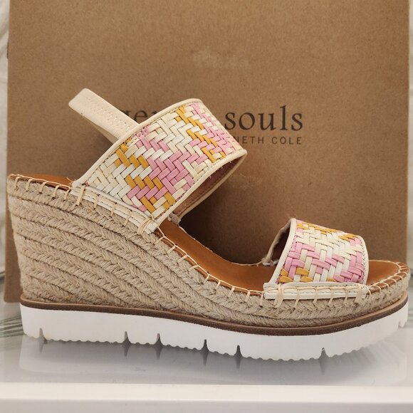Gentle Soul Women's Elyssa Two-Band Braid Wedge Sandals. Multi. NIB. Size 8.5 - Picture 1 of 12